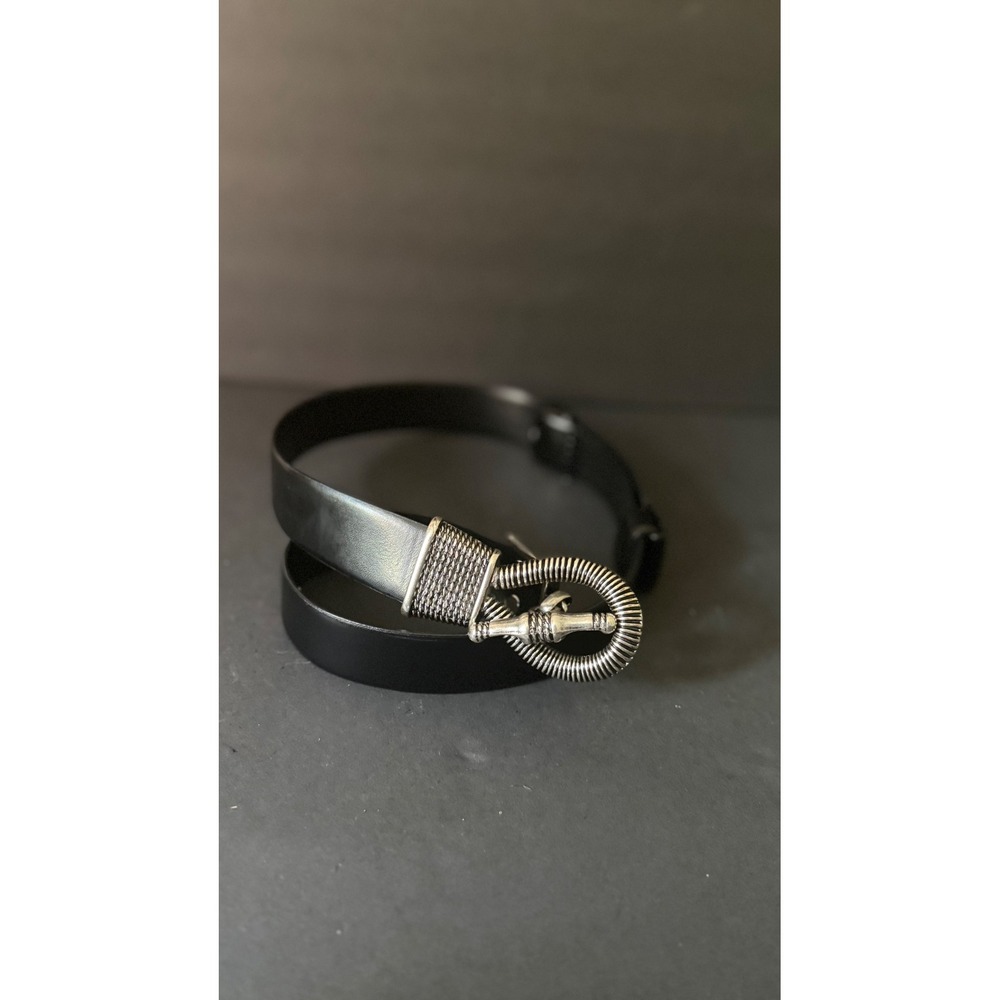 Cipriani Black Leather Belt Unique Buckle Detail Fashion Belt M/L